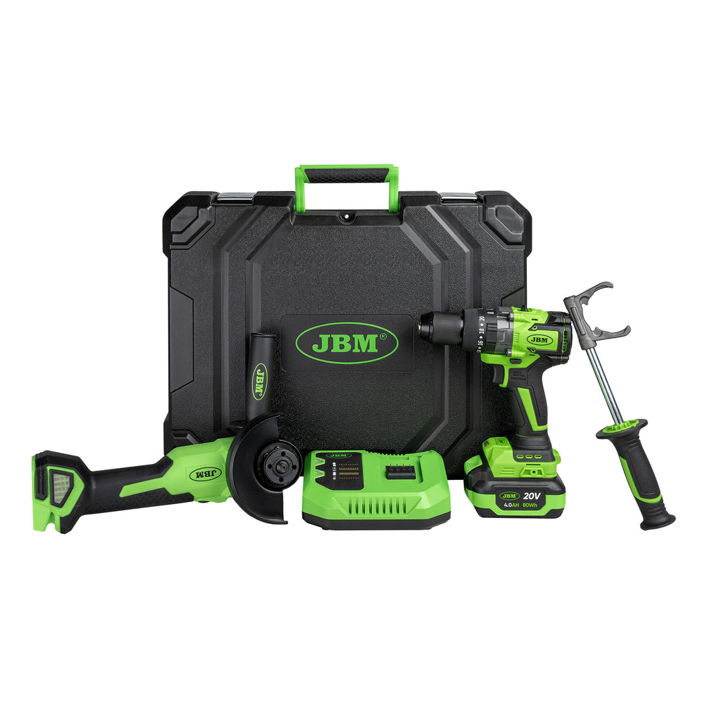 KIT MEULEUSE D'ANGLE ET PERCEUSE À MARTEAU SANS FIL AVEC COFFRET RÉF. 60053C