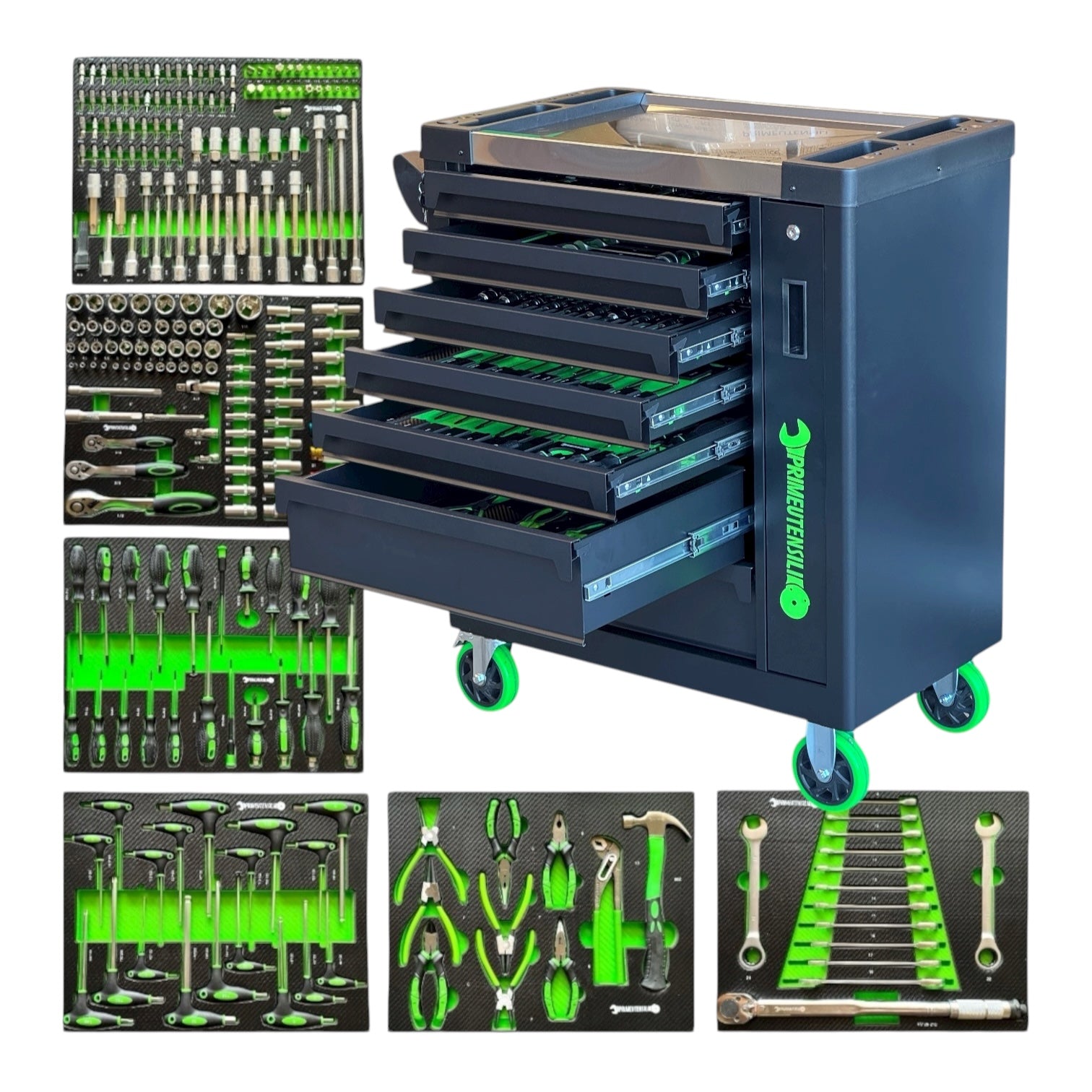 Carrello attrezzi 8 cassetti 6 pieni