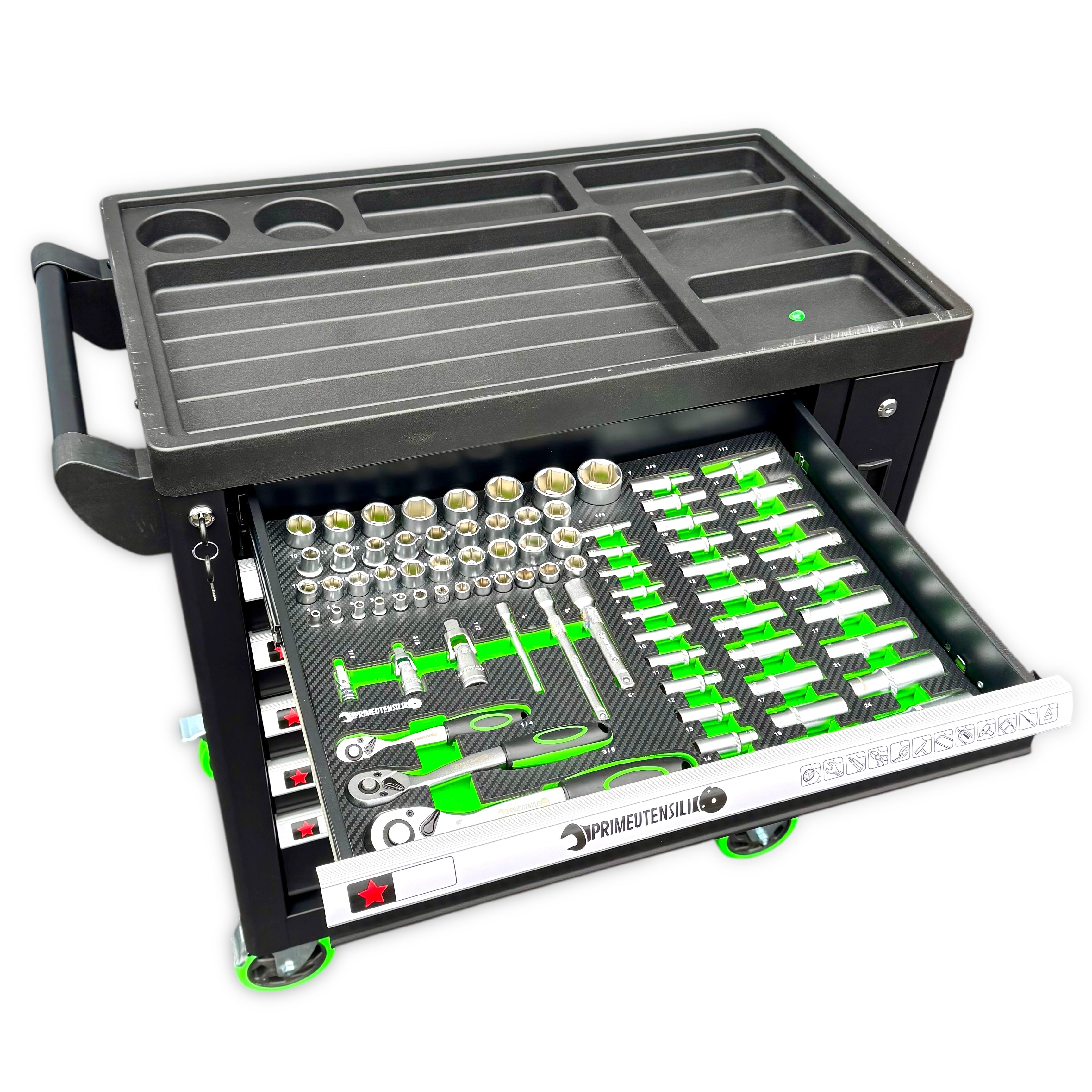 Carrello attrezzi 5 cassetti pieni PrimeUtensili