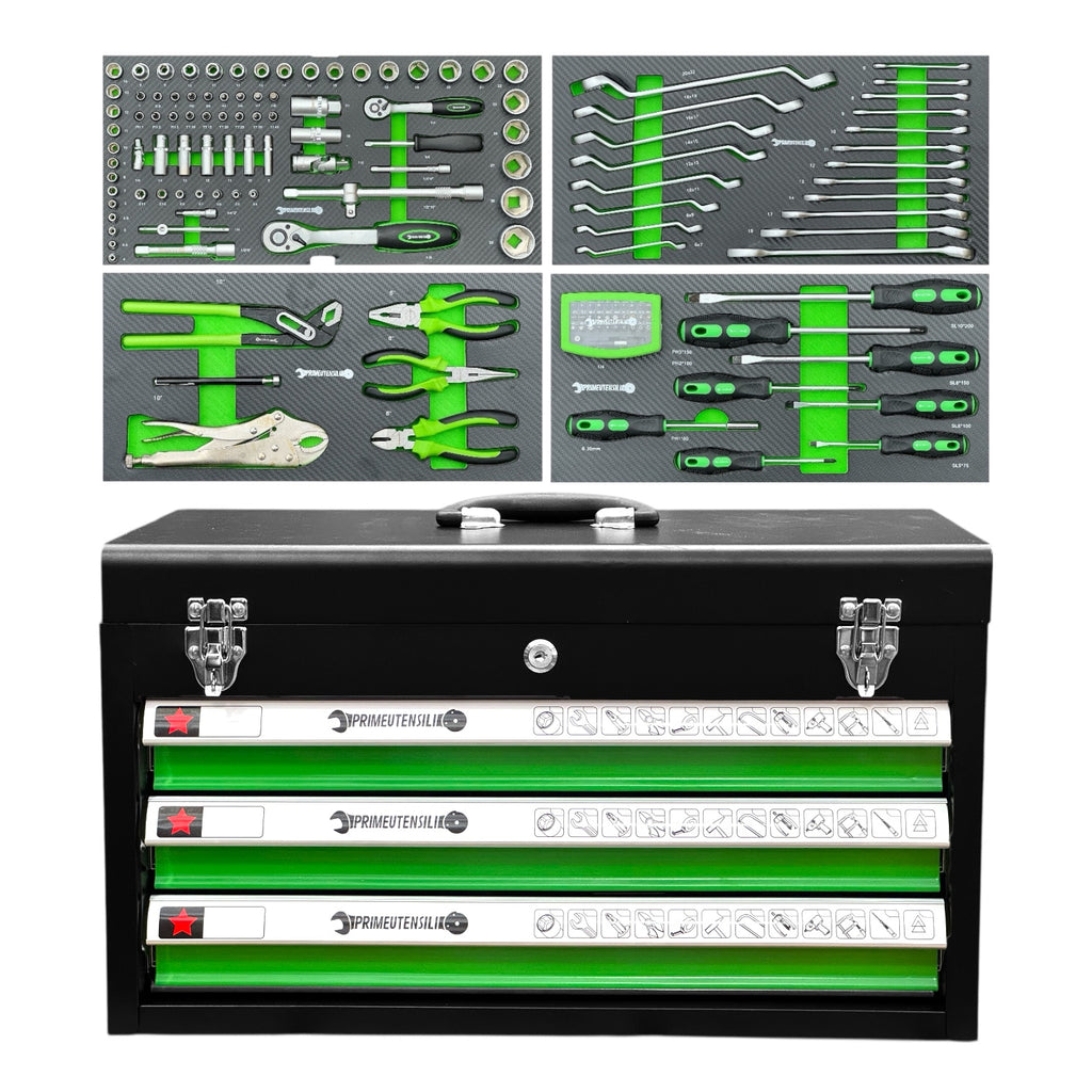 CASSETTA PORTAUTENSILI METALLICA DA 143 PEZZI - FINITURA ZINCATA